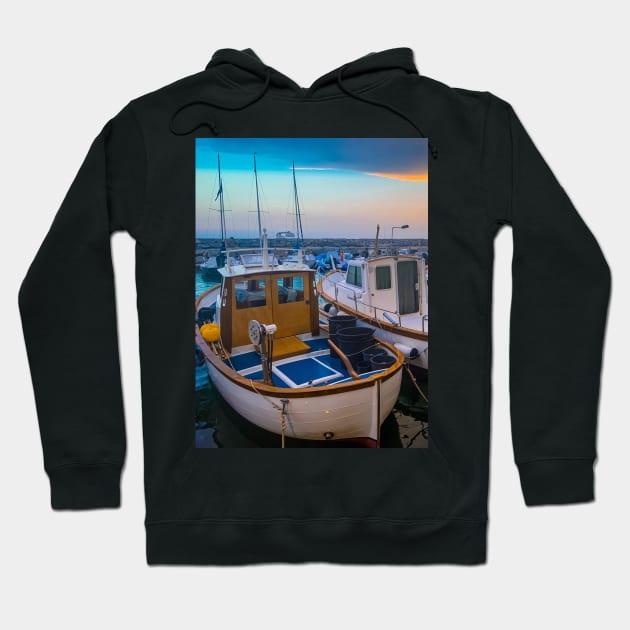 Seaport Boats Sail Summer Sunset Hoodie by eleonoraingrid